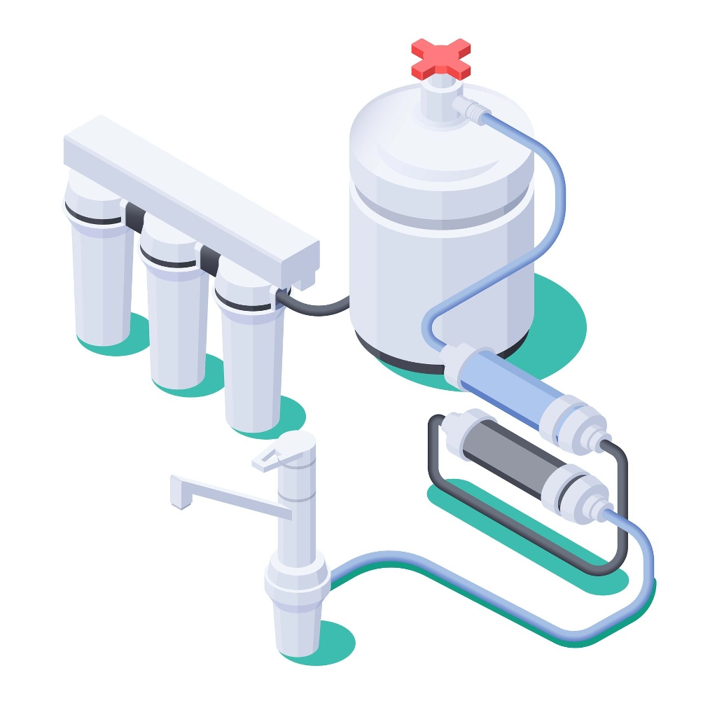 illustration of under sink ro domestic kitchen water purifier