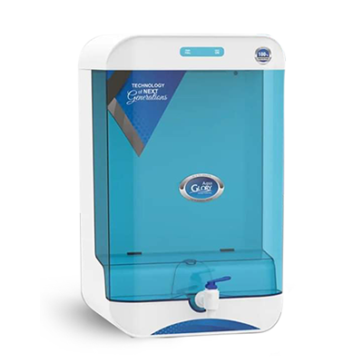 The Aqua Glory water purifier offers comprehensive 12-stage purification, including RO, UV, UF, and TDS Minimiser Technology with Alkaline and anti-scalant balls for superior water quality. It features a 10-liter in-built storage tank, UV failure indicator, and automatic operations, ensuring safe and convenient access to purified water with a capacity of up to 15 liters per hour.
