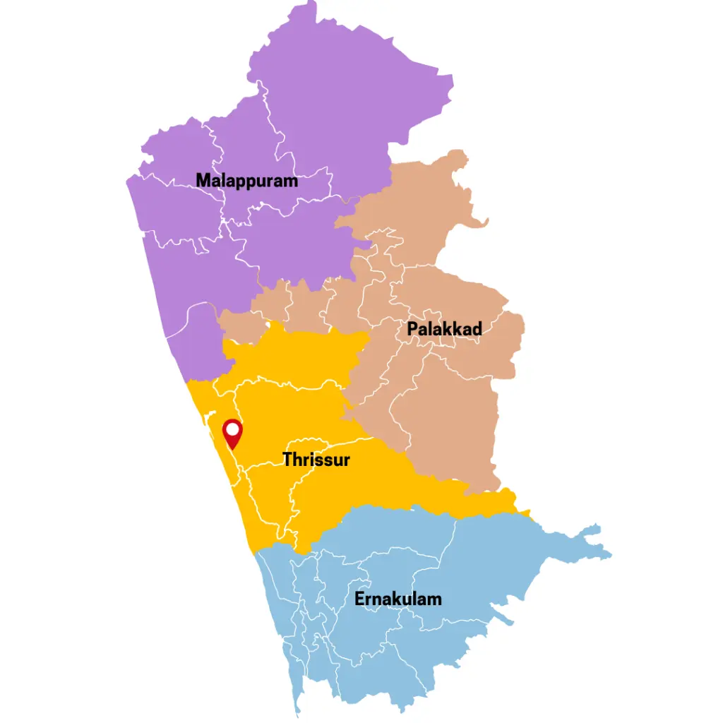 കേരളം മുഴുവൻ സർവീസ് കവറേജ് കാണിക്കുന്ന മാപ്പ്