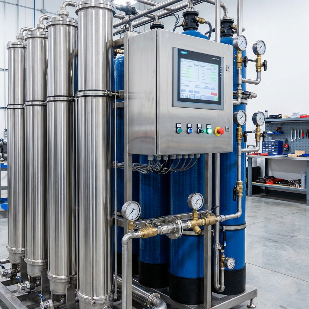 Reverse osmosis system diagram showing filtration stages