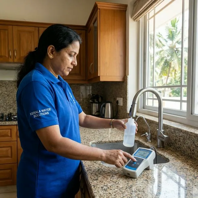 Local water quality expert conducting on-site water testing