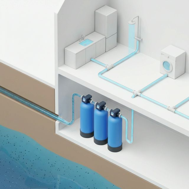 Point-of-Entry whole house water filtration system diagram